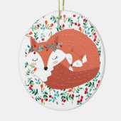  schattige foxwolf en haar baby keramisch ornament (Links)
