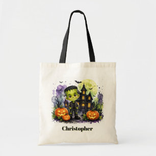 Schattige Frankenstein Jongen Halloween Verjaardag Tote Bag