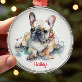 Schattige frans buldog kerstornament metalen ornament