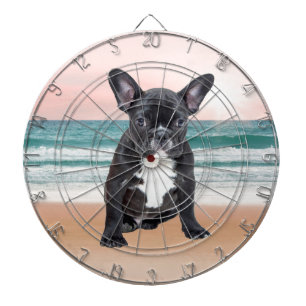 Schattige Frans Bulldog Beach Zonnewater Dartbord