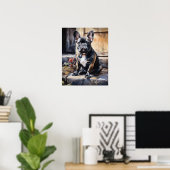 Schattige Frans Bulldog Dog Art Print Poster (Thuiskantoor)