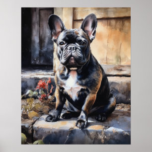 Schattige Frans Bulldog Dog Art Print Poster
