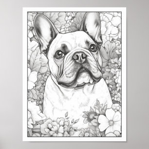 Schattige Frans Bulldog hond Kleurend Poster