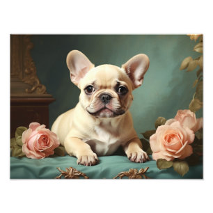 Schattige Frans Bulldog Portret Puppy Dog Foto Afdruk