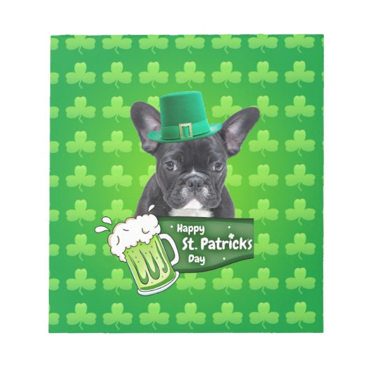 Schattige Frans Bulldog Puppy Pet St. Patrick Day Notitieblok (Voorkant)