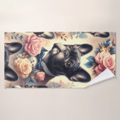 Schattige  Frans Bulldog schilderij Badhanddoek (Badhanddoek)