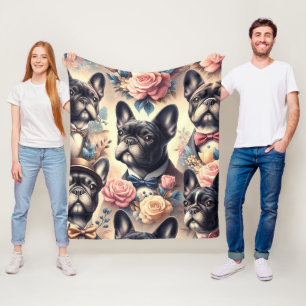 Schattige  Frans Bulldog schilderij Fleece Deken