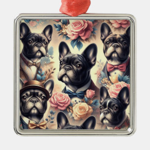 Schattige Frans Bulldog schilderij Metalen Ornament