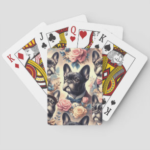 Schattige  Frans Bulldog schilderij Pokerkaarten