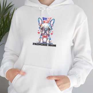 Schattige Franse Bulldog Amerikaanse Vlag met Hart Hoodie