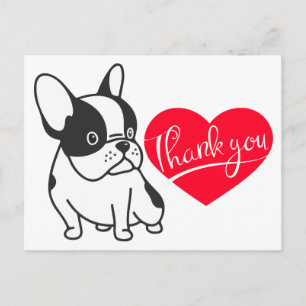 Schattige Franse Bulldog Bedankt Franse Puppy Hond Briefkaart