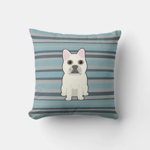Schattige Franse Bulldog Blauwe Strepen Kussen