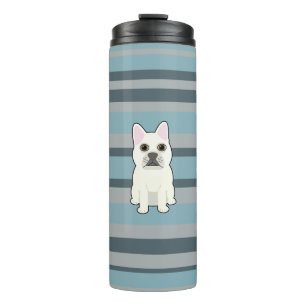 Schattige Franse Bulldog Blauwe Strepen Thermosbeker