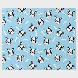 Schattige Franse Bulldog En Bot Patroon Cadeaupapier