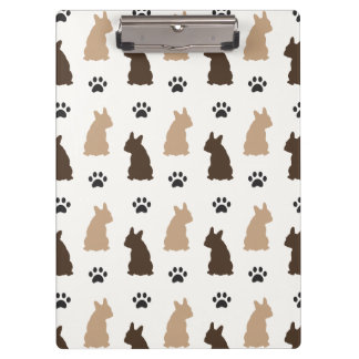 Schattige Franse Bulldog en Pootafdrukken Patroon Klembord