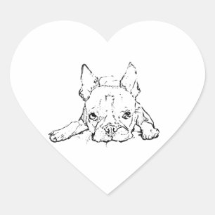 Schattige Franse Bulldog, Frenchie Denk aan jou Hart Sticker