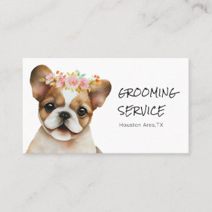 Schattige Franse Bulldog Grooming Service Visitekaartje
