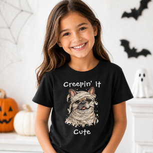 Schattige Franse Bulldog Halloween Mummie Creepy T-shirt