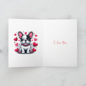 Schattige Franse Bulldog Hond Gelukkig Valentijnsd Feestdagen Kaart (Binnen)