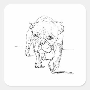 Schattige Franse Bulldog, Hond Illustratie Vierkante Sticker