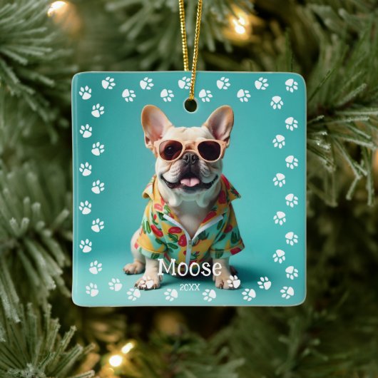 Schattige Franse Bulldog Keramisch Ornament (Boom)