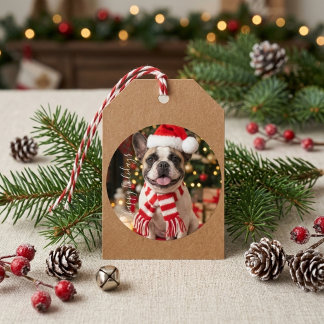 Schattige Franse Bulldog Kersthond Ronde Sticker