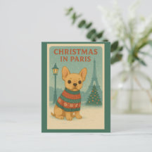 Schattige Franse Bulldog Kerstmis in Parijs | Vint
