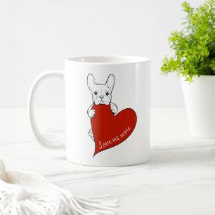 Schattige Franse Bulldog met een Rode Hart Koffiemok