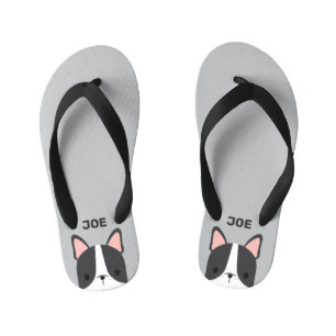 Schattige Franse Bulldog met gepersonaliseerde naa Kinder Teenslippers