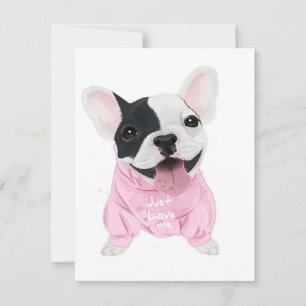Schattige Franse Bulldog Vast Gewoon Van Me Kaart
