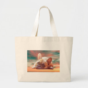 Schattige Franse Bulldog Water Kleur Kunst Schilde Grote Tote Bag