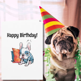 schattige Franse huisdierhond,gekleed dier,Funny V Kaart