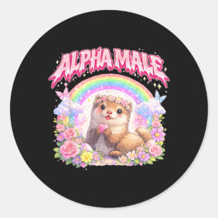 Schattige Fret Regenboog Bloem Grappige Cadeaus vo Ronde Sticker
