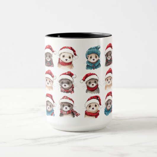 Schattige fretten in kerst Petten Mok (Midden)