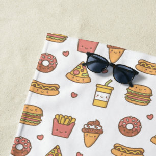 Schattige Friet Pizza Hamburger Frisdrank Ijs Hotd Strandlaken