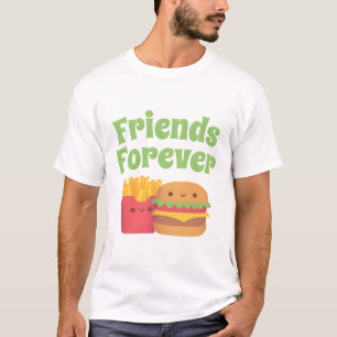 Schattige frieten en hamburger, vrienden voor alti t-shirt