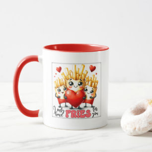 Schattige frieten houden van woordkunst mok