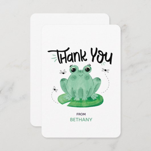 Schattige Frog gepersonaliseerde flat dank u kaart (Voorkant / Achterkant)