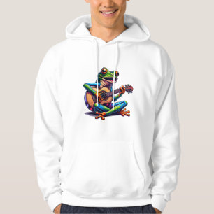 Schattige Frog Gitaar spelen Hoodie