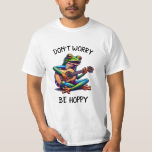 Schattige Frog Gitaar spelen   Maak je geen zorgen T-shirt