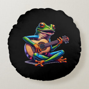 Schattige Frog Gitaar spelen Rond Kussen