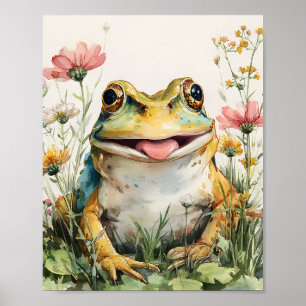 Schattige Frog Poster - Whimsical Cottagecore Wall