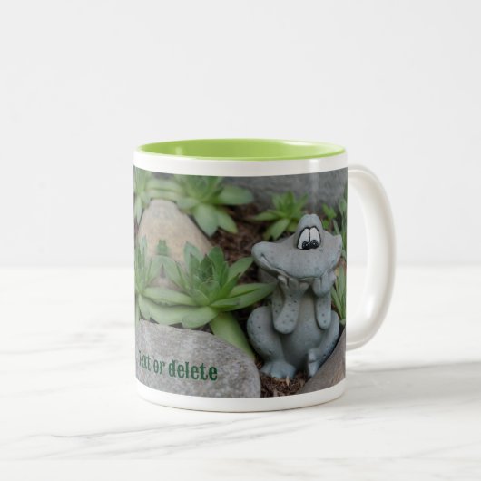 Schattige Frog Succulent Garden gepersonaliseerd Tweekleurige Koffiemok (Voorkant rechts)