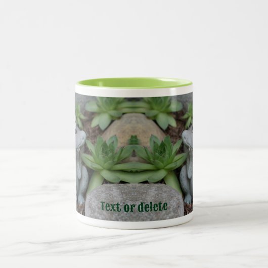 Schattige Frog Succulent Garden gepersonaliseerd Tweekleurige Koffiemok (Center)