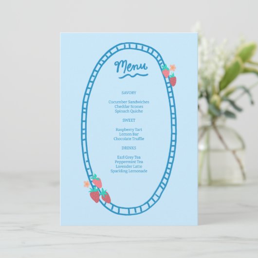 Schattige Fruit CUSTOM Bruids Baby shower Trouwfee Menu (Staand voorkant)