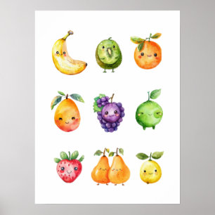 Schattige Fruit Poster Print