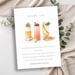 Schattige Fruitcocktail Oranje Blush Verjaardag El Bedankkaart