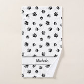 Schattige Fun Black Paw Prints Gepersonaliseerd Bad Handdoek (Handdoek)