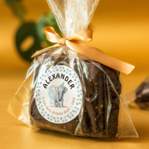 Schattige Fun Blue Baby Elephant Cub Oerwoud Water Ronde Sticker