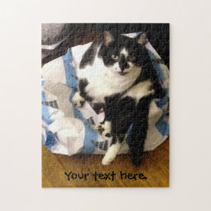 Schattige Fun custom Tuxedo Kat Kerstpuzzel Legpuzzel